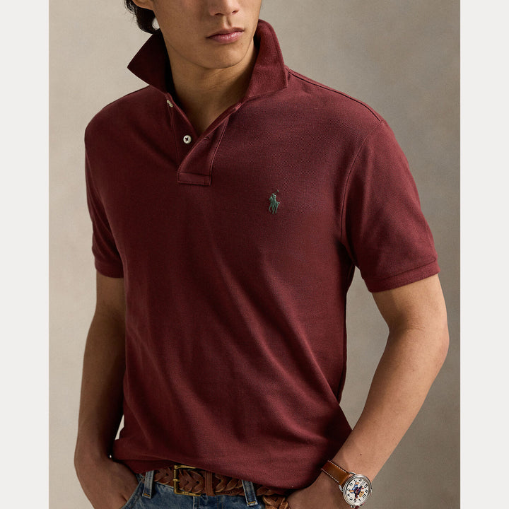 POLO Ralph Lauren Slim Fit Mesh Polo – Rood-100% katoen-HEREN POLO'S & T-SHIRTS-Rood