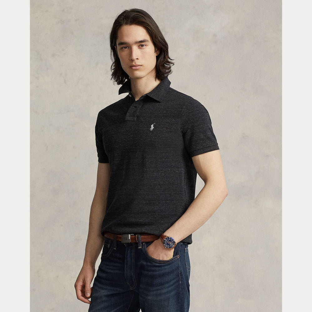 POLO Ralph Lauren Slim Fit Mesh Polo – Zwart-100% katoen-HEREN POLO'S & T-SHIRTS-Zwart