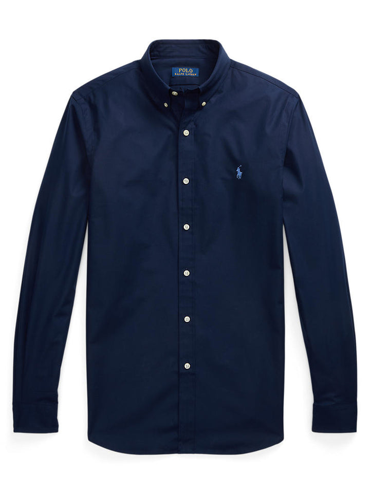 POLO Ralph Lauren Slim Fit Poplin shirt-91% Katoen<br />9% Elastaan-HEREN SHIRTS-Blauw