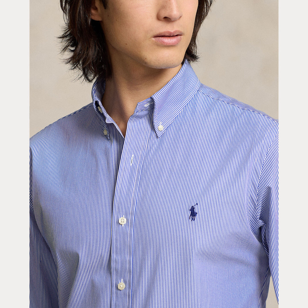 POLO Ralph Lauren Slim Fit Poplin Shirt – Blauw-91% Katoen<br />9% Elastaan-HEREN SHIRTS-Blauw