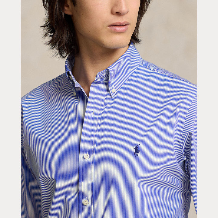 POLO Ralph Lauren Slim Fit Poplin Shirt – Blauw-91% Katoen<br />9% Elastaan-HEREN SHIRTS-Blauw