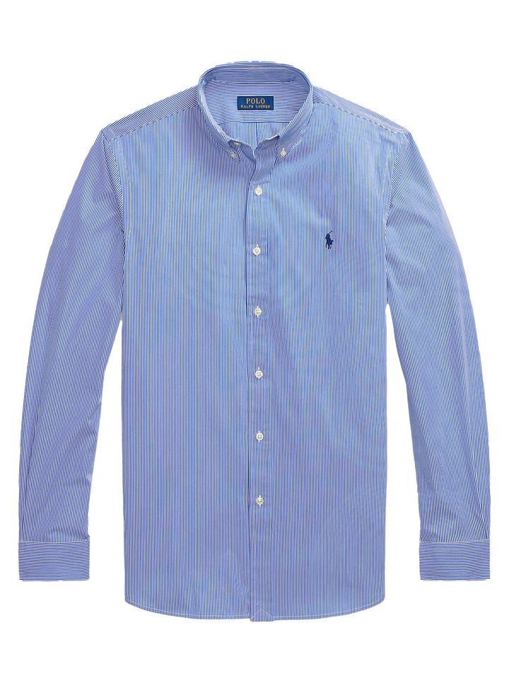 POLO Ralph Lauren Slim Fit Poplin Shirt – Blauw-91% Katoen<br />9% Elastaan-HEREN SHIRTS-Blauw