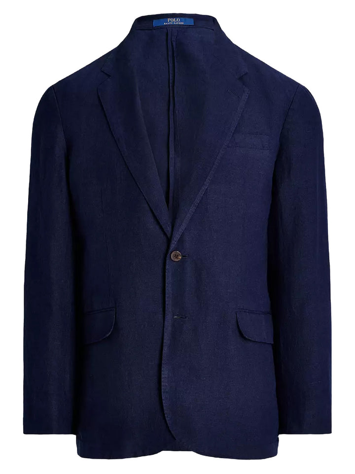 POLO Ralph Lauren soft modern linnen colbert-Buitenkant: 100% linnen. Voering mouw: 55% polyester, 45% viscose.-HEREN PAKKEN & COLBERTS-Blauw