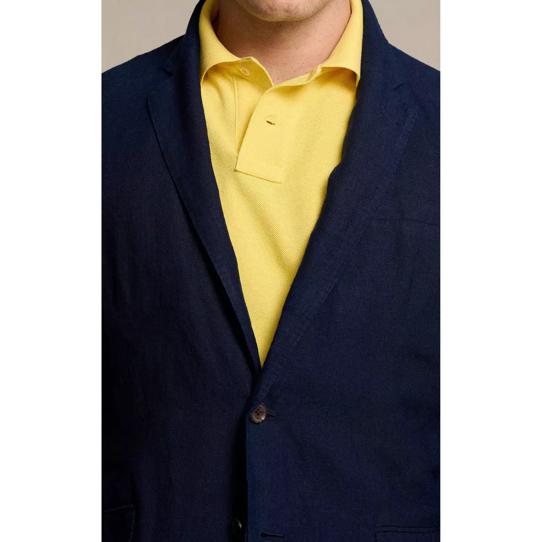 POLO Ralph Lauren soft modern linnen colbert-Buitenkant: 100% linnen. Voering mouw: 55% polyester, 45% viscose.-HEREN PAKKEN & COLBERTS-Blauw