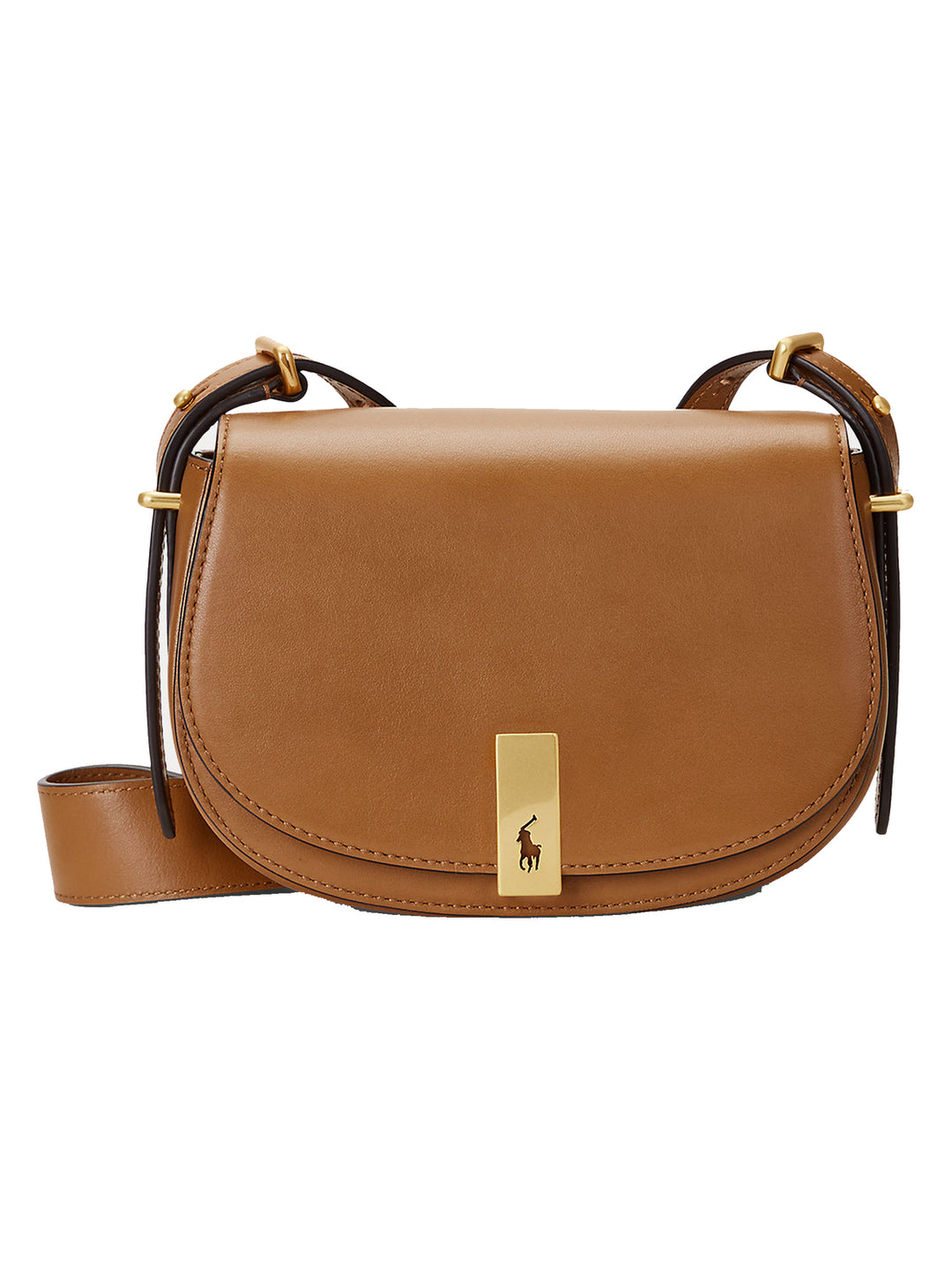 POLO Ralph Lauren Soft Turnlock Saddle Bag – Bruin-DAMES ACCESSOIRES-Bruin