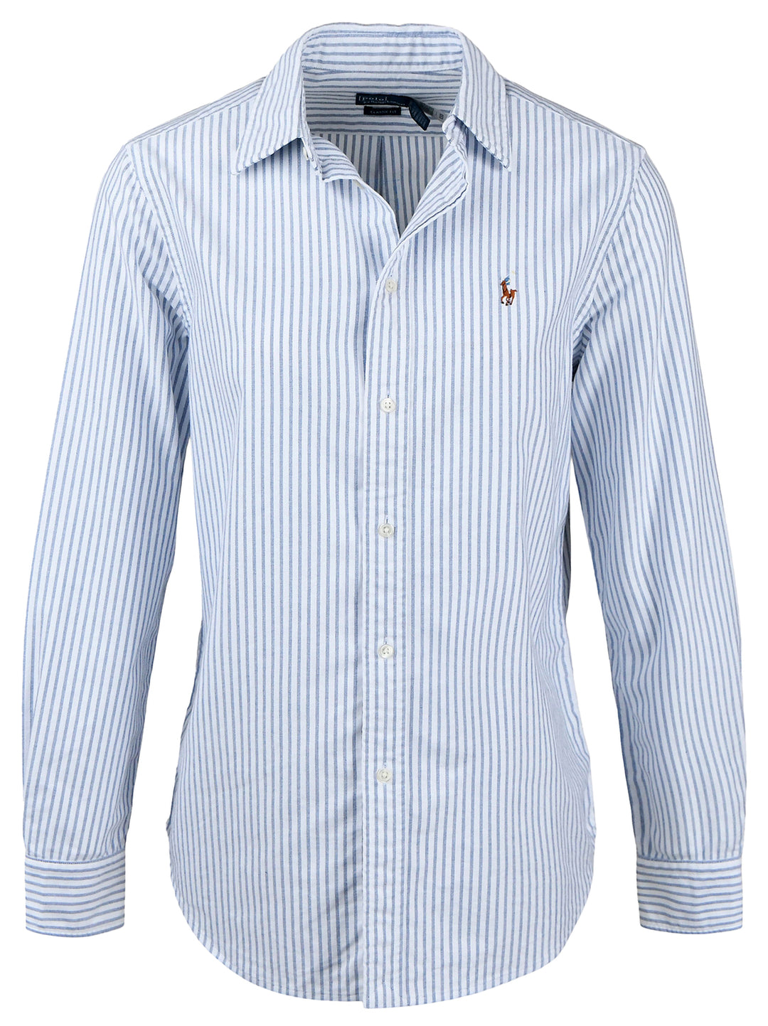 POLO Ralph Lauren Stripe Cotton Blouse – Wit Blauw-100% katoen -DAMES TOPS & BLOUSES-Wit