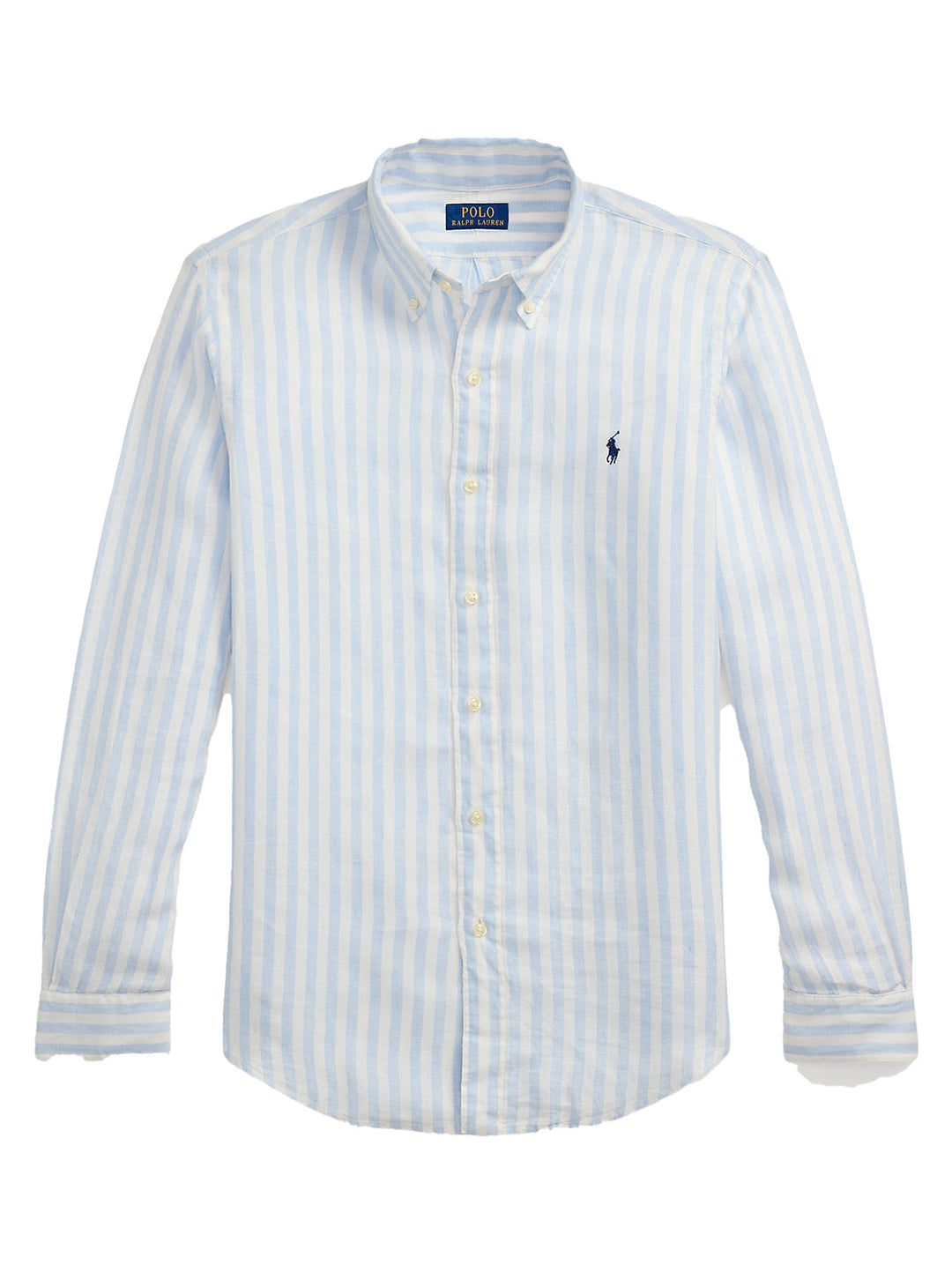 POLO Ralph Lauren Striped Linnen Shirt -100% linnen.-HEREN SHIRTS-Blauw