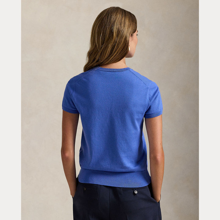 POLO Ralph Lauren – Sweater Blauw-81% katoen, 16% nylon, 3% elastaan-DAMES TRUIEN & VESTEN-Blauw