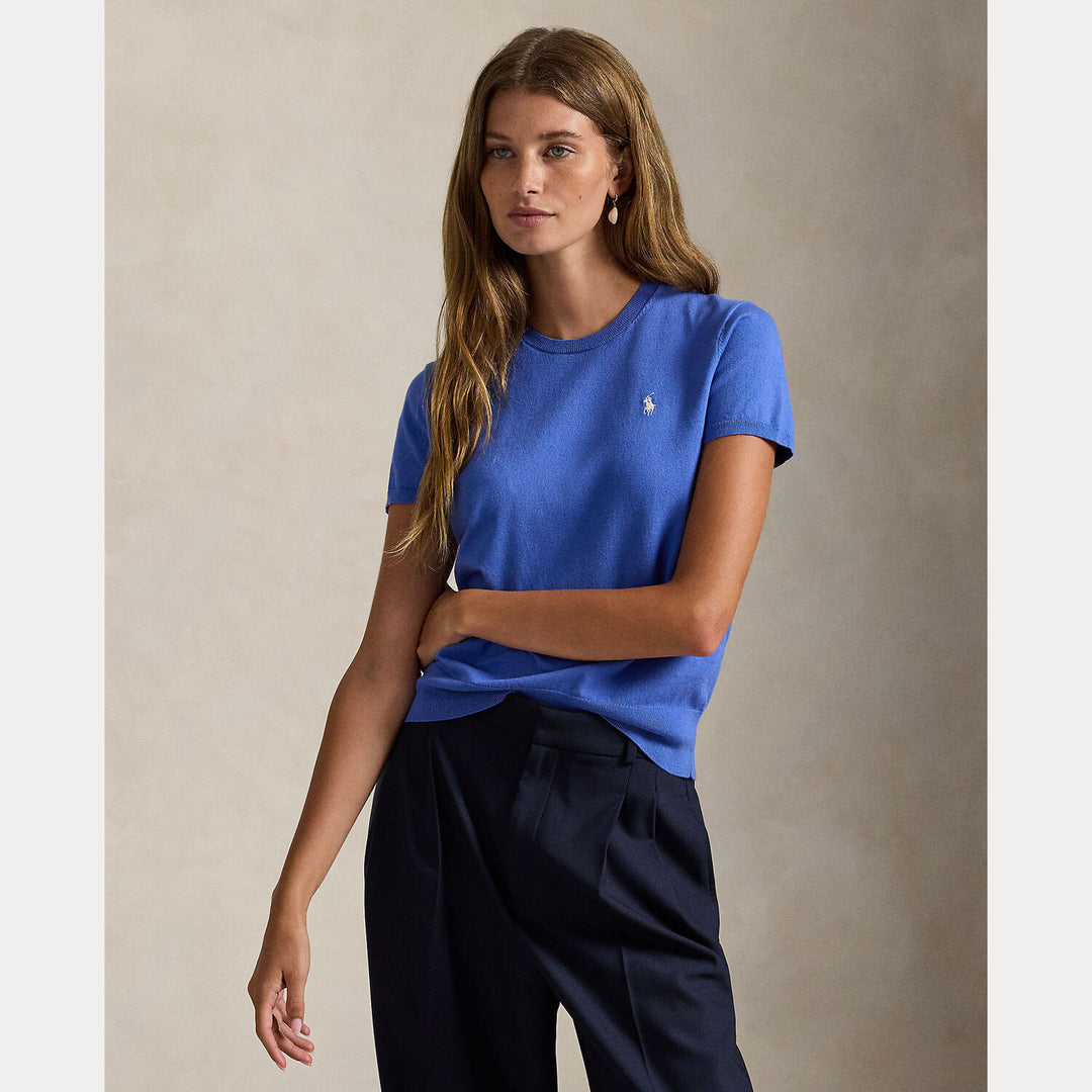 POLO Ralph Lauren – Sweater Blauw-81% katoen, 16% nylon, 3% elastaan-DAMES TRUIEN & VESTEN-Blauw