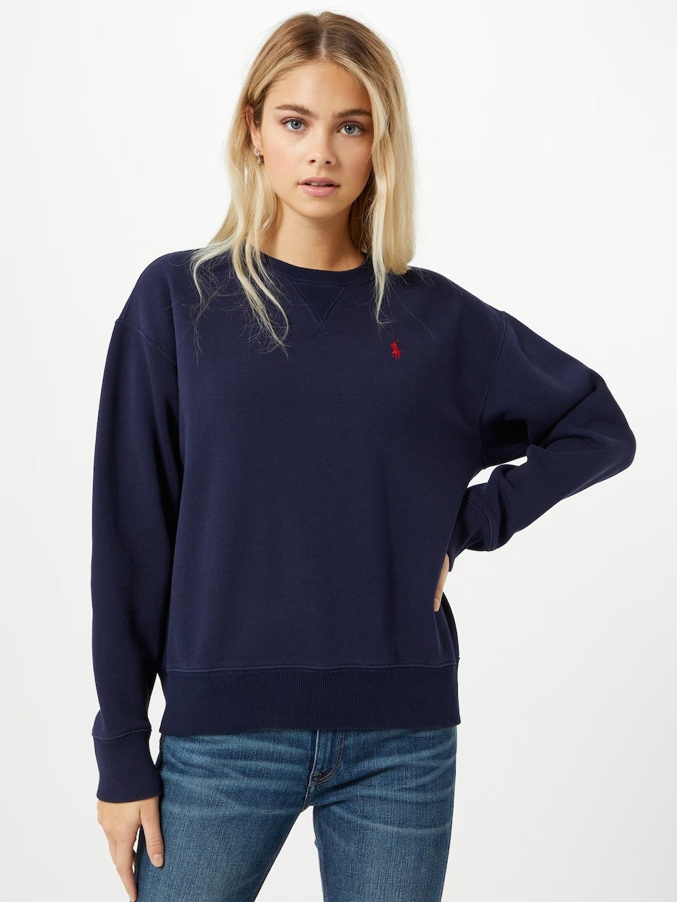  POLO Ralph Lauren sweatshirt met ronde hals-Model: 83% katoen, 17% polyester.-DAMES TRUIEN & VESTEN-Blauw