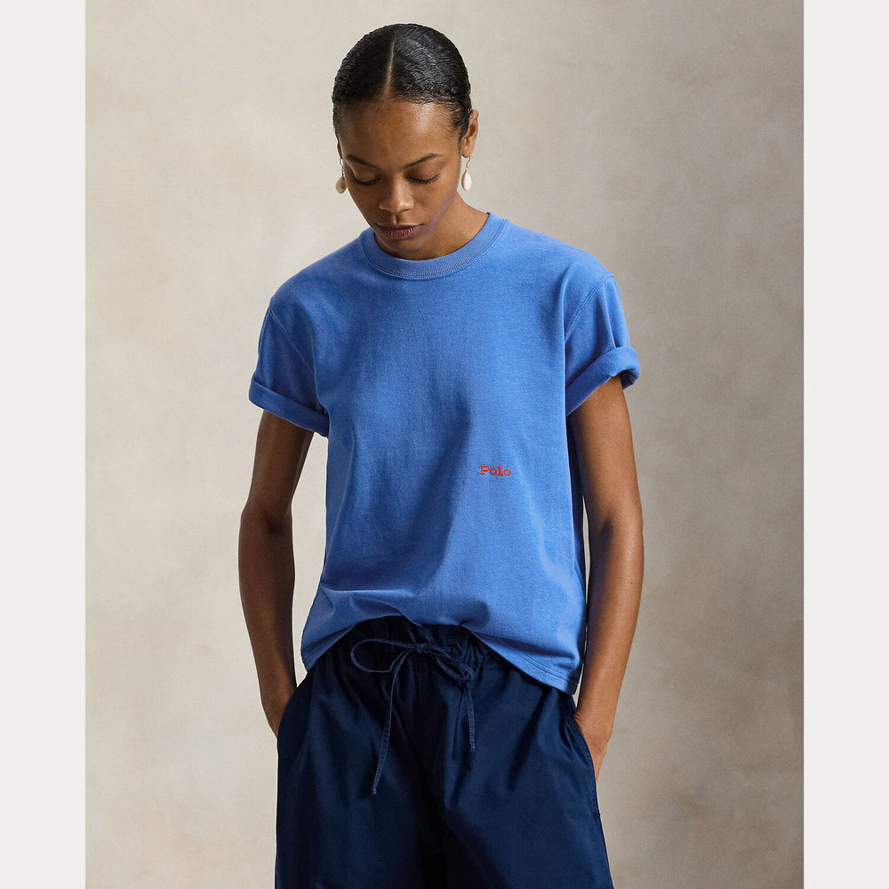 POLO Ralph Lauren T-shirt korte mouw – Blauw-100% katoen-DAMES TOPS & BLOUSES-Blauw