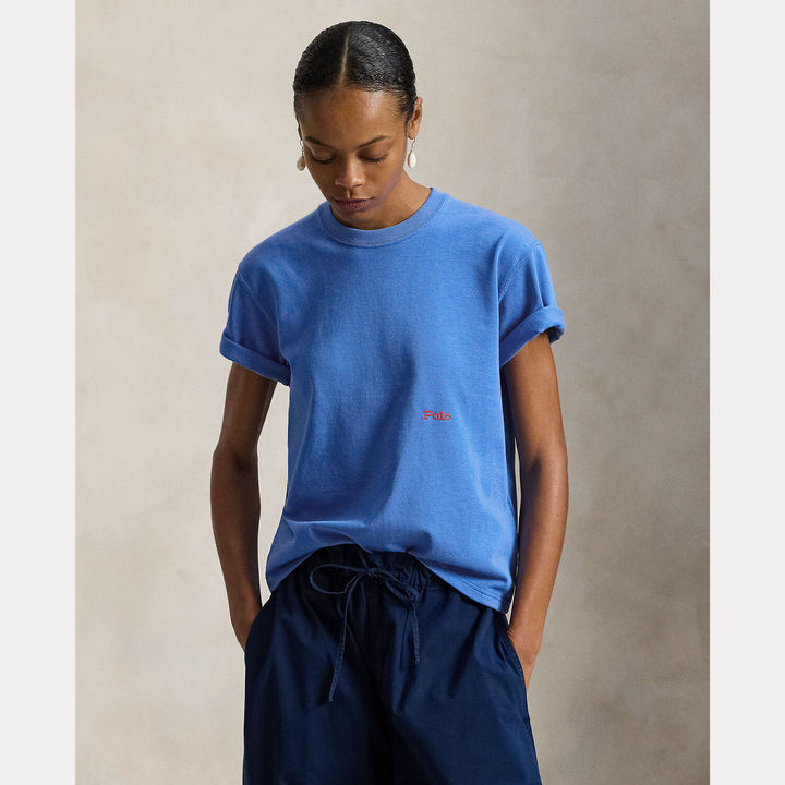 POLO Ralph Lauren T-shirt korte mouw – Blauw-100% katoen-DAMES TOPS & BLOUSES-Blauw