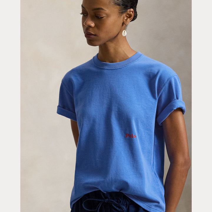 POLO Ralph Lauren T-shirt korte mouw – Blauw-100% katoen-DAMES TOPS & BLOUSES-Blauw