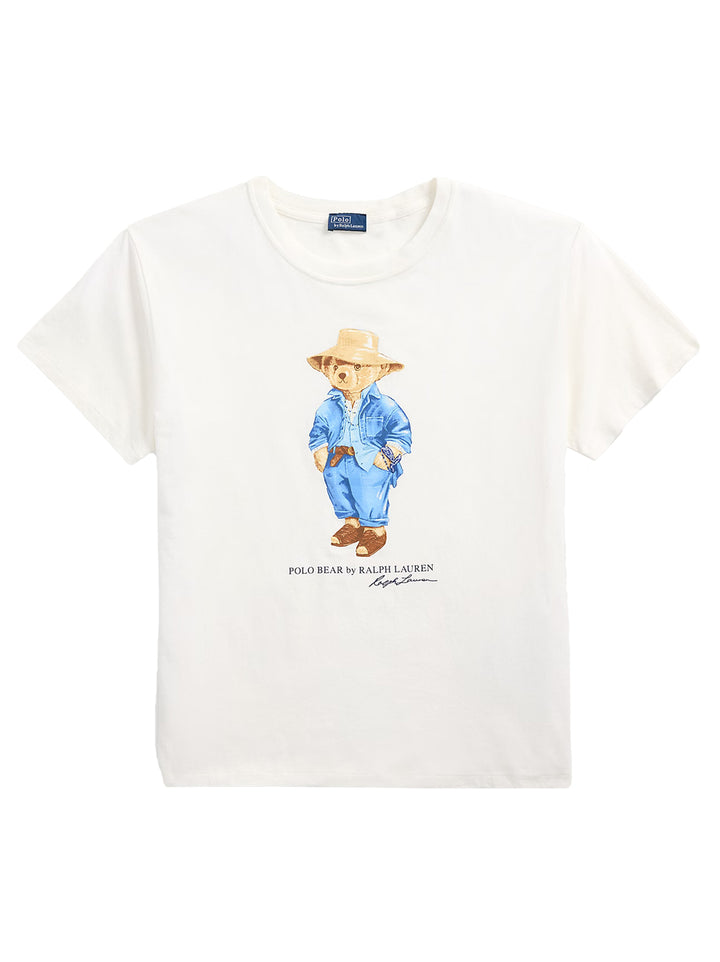 POLO Ralph Lauren T-shirt met beer-100% Katoen-DAMES TOPS & BLOUSES-Wit