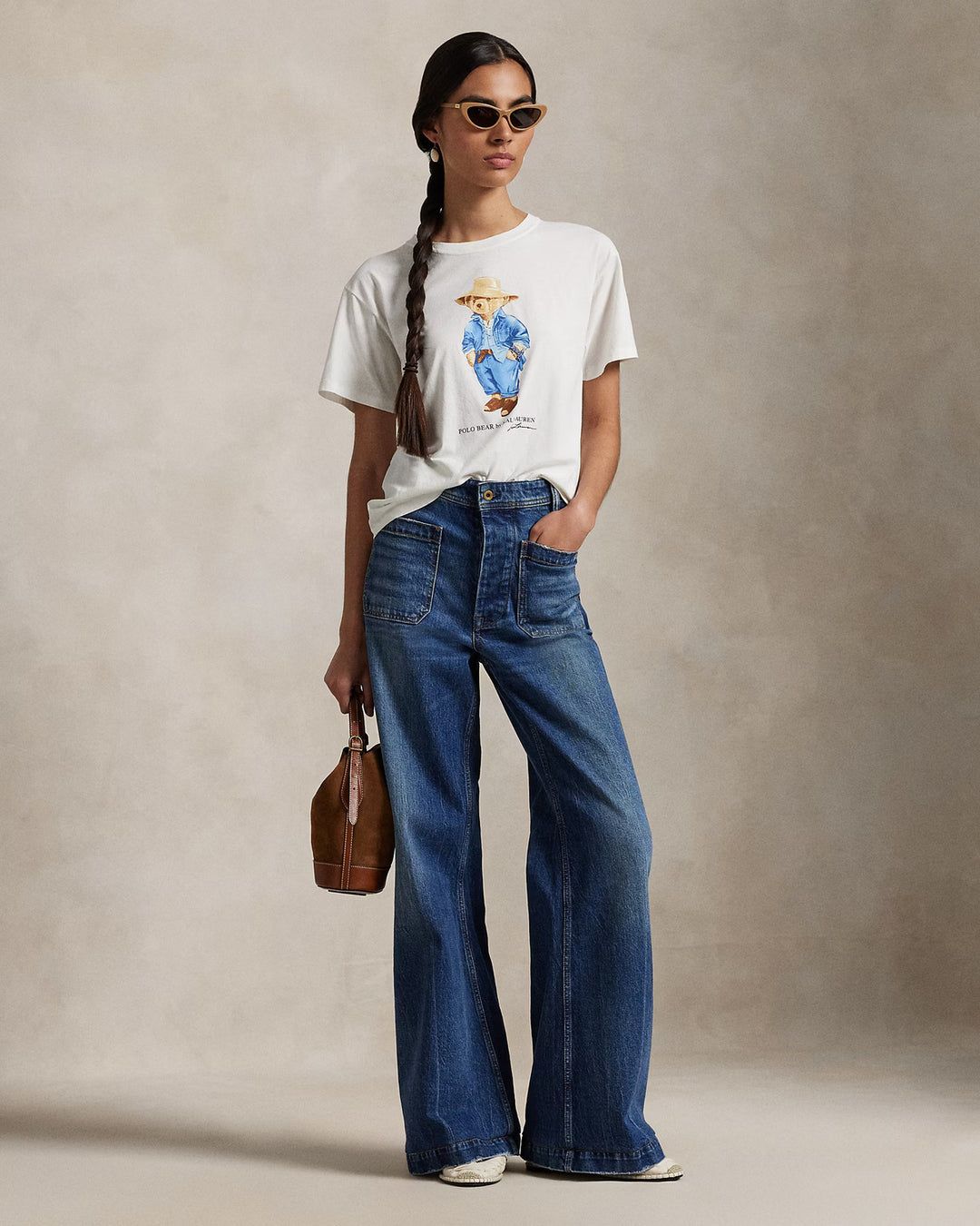 POLO Ralph Lauren T-shirt met beer-100% Katoen-DAMES TOPS & BLOUSES-Wit