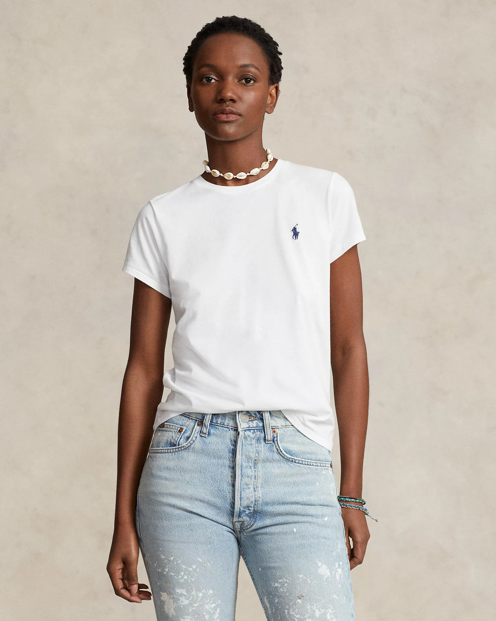 Polo Ralph Lauren T-Shirt – Wit-100% katoen-DAMES TOPS & BLOUSES-Wit