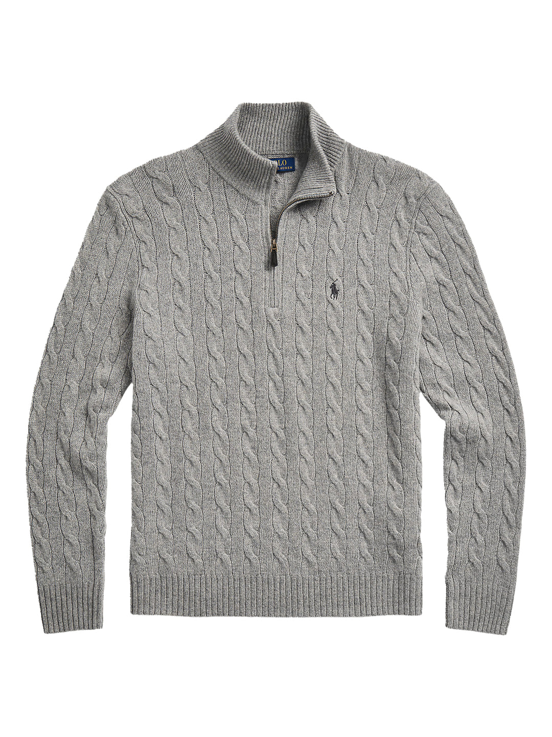 POLO Ralph Lauren Trui met Rits – Grijs-90% wol, 10% cashmere-HEREN TRUIEN & VESTEN-Grijs