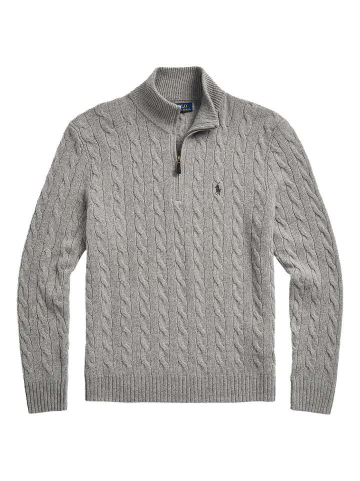 POLO Ralph Lauren Trui met Rits – Grijs-90% wol, 10% cashmere-HEREN TRUIEN & VESTEN-Grijs