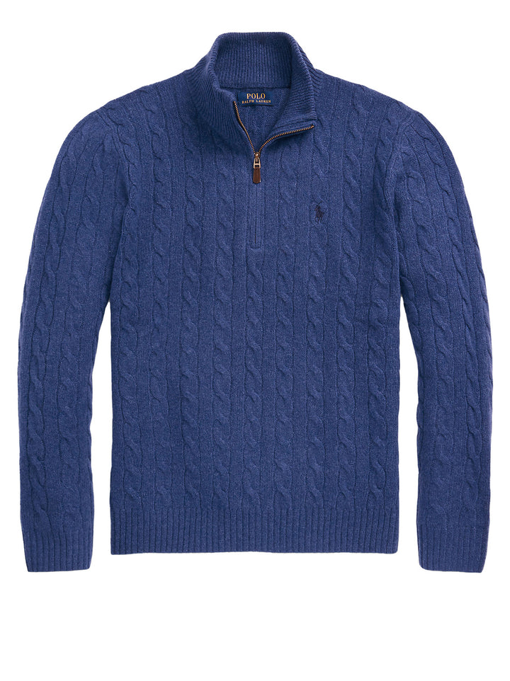POLO Ralph Lauren Trui Rits – Blauw-90% wol, 10% kashmier-HEREN TRUIEN & VESTEN-Blauw