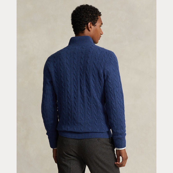 POLO Ralph Lauren Trui Rits – Blauw-90% wol, 10% kashmier-HEREN TRUIEN & VESTEN-Blauw