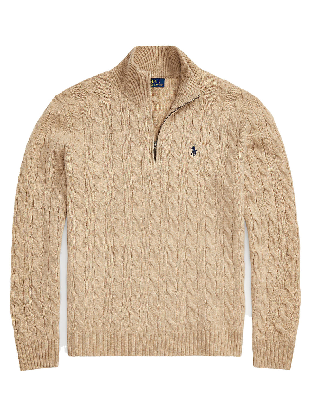 POLO Ralph Lauren Trui Rits – Bruin-90% wol, 10% kashmier-HEREN TRUIEN & VESTEN-Bruin