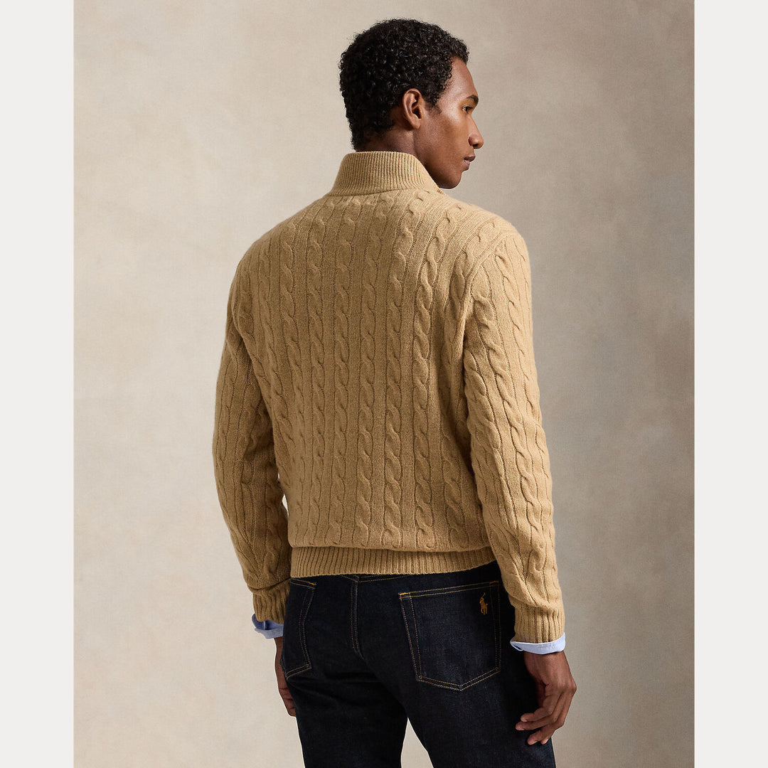 POLO Ralph Lauren Trui Rits – Bruin-90% wol, 10% kashmier-HEREN TRUIEN & VESTEN-Bruin