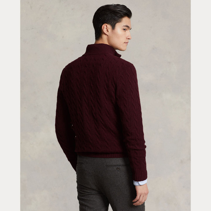 POLO Ralph Lauren Trui Rits – Rood-90% wol, 10% kashmier-HEREN TRUIEN & VESTEN-Rood