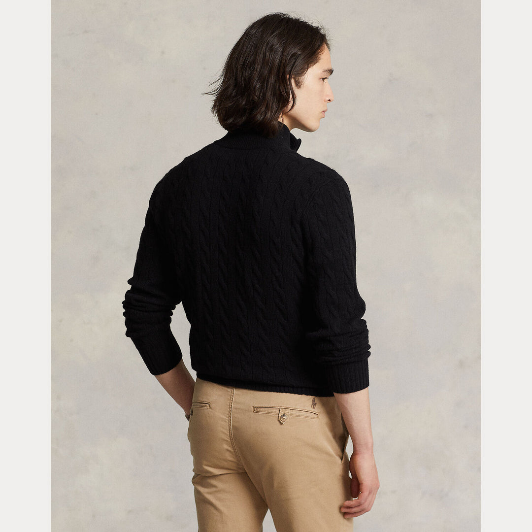 POLO Ralph Lauren Trui Rits – Zwart-90% wol, 10% kashmier-HEREN TRUIEN & VESTEN-Zwart