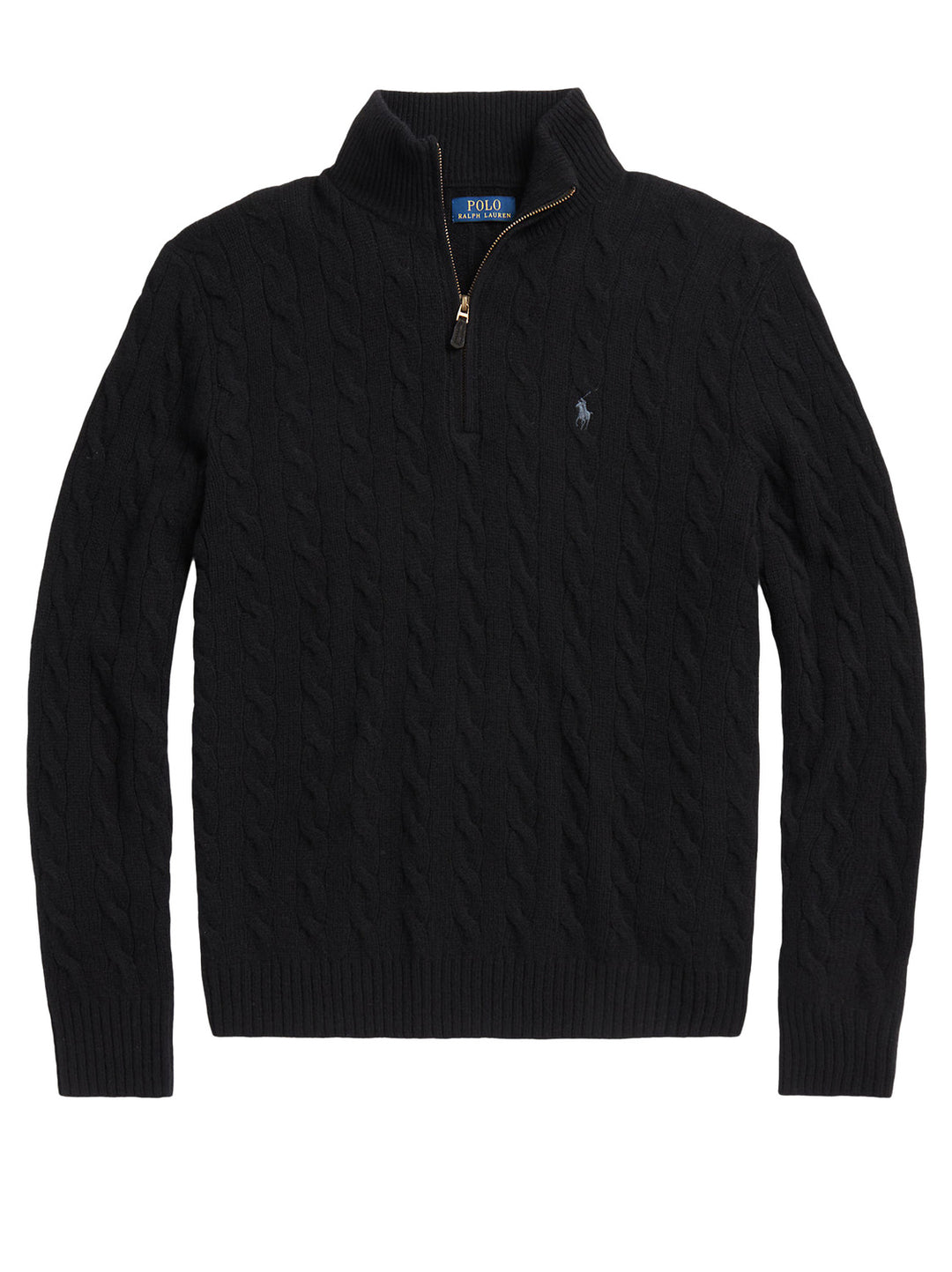 POLO Ralph Lauren Trui Rits – Zwart-90% wol, 10% kashmier-HEREN TRUIEN & VESTEN-Zwart
