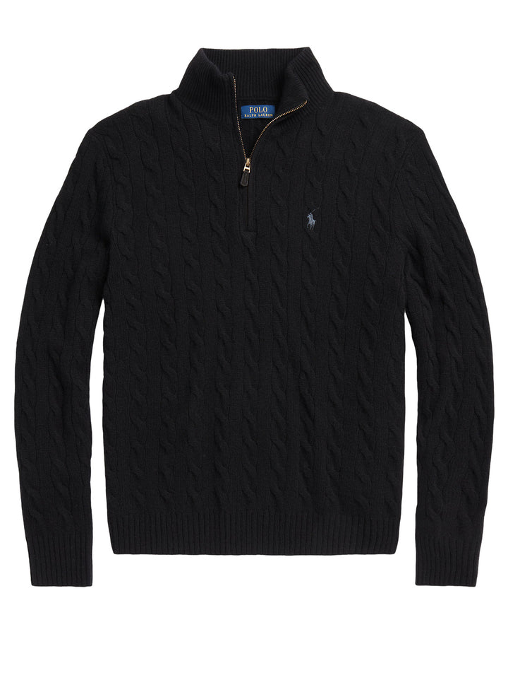 POLO Ralph Lauren Trui Rits – Zwart-90% wol, 10% kashmier-HEREN TRUIEN & VESTEN-Zwart