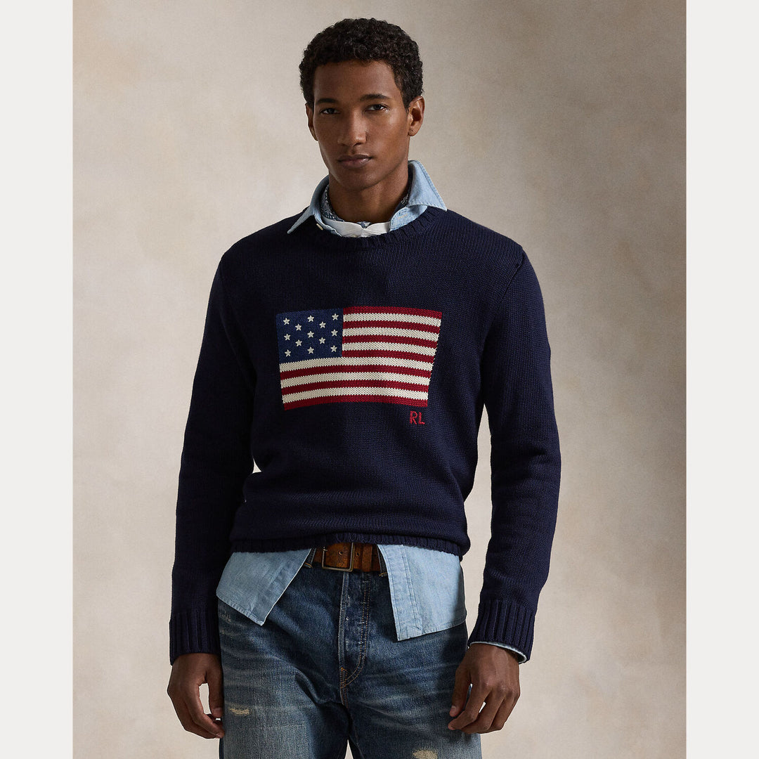POLO Ralph Lauren Trui Ronde Hals – Blauw-100% katoen-HEREN TRUIEN & VESTEN-Blauw