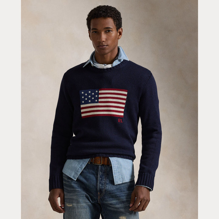 POLO Ralph Lauren Trui Ronde Hals – Blauw-100% katoen-HEREN TRUIEN & VESTEN-Blauw
