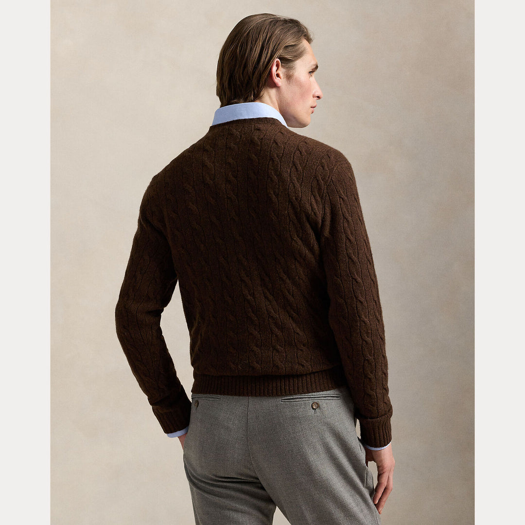 POLO Ralph Lauren Trui Ronde Hals – Bruin-90% wol, 10% cashmere-HEREN TRUIEN & VESTEN-Bruin
