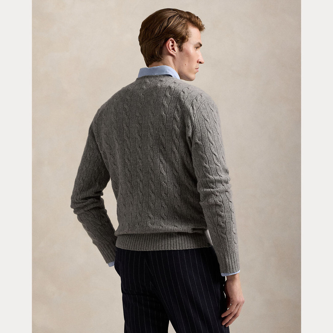 POLO Ralph Lauren Trui Ronde Hals – Grijs-90% wol, 10% cashmere-HEREN TRUIEN & VESTEN-Grijs