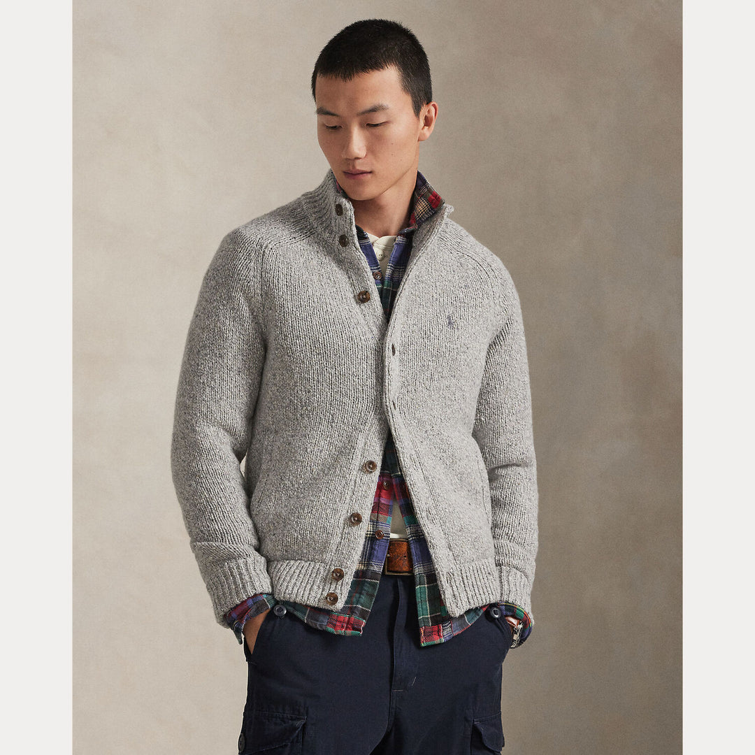 POLO Ralph Lauren Vest met Knoop – Grijs-60% wol, 20% viscose, 20% nylon-HEREN TRUIEN & VESTEN-Grijs