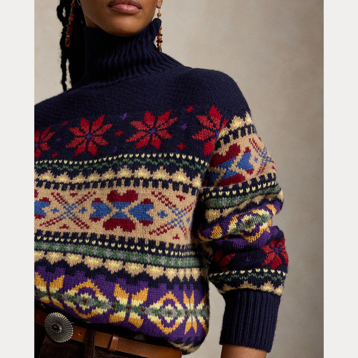 Polo Ralph Lauren Wol-Kasjmierblend Coltrui Geo-76% wol, 22% katoen, 2% kasjmier-DAMES TRUIEN & VESTEN-Blauw