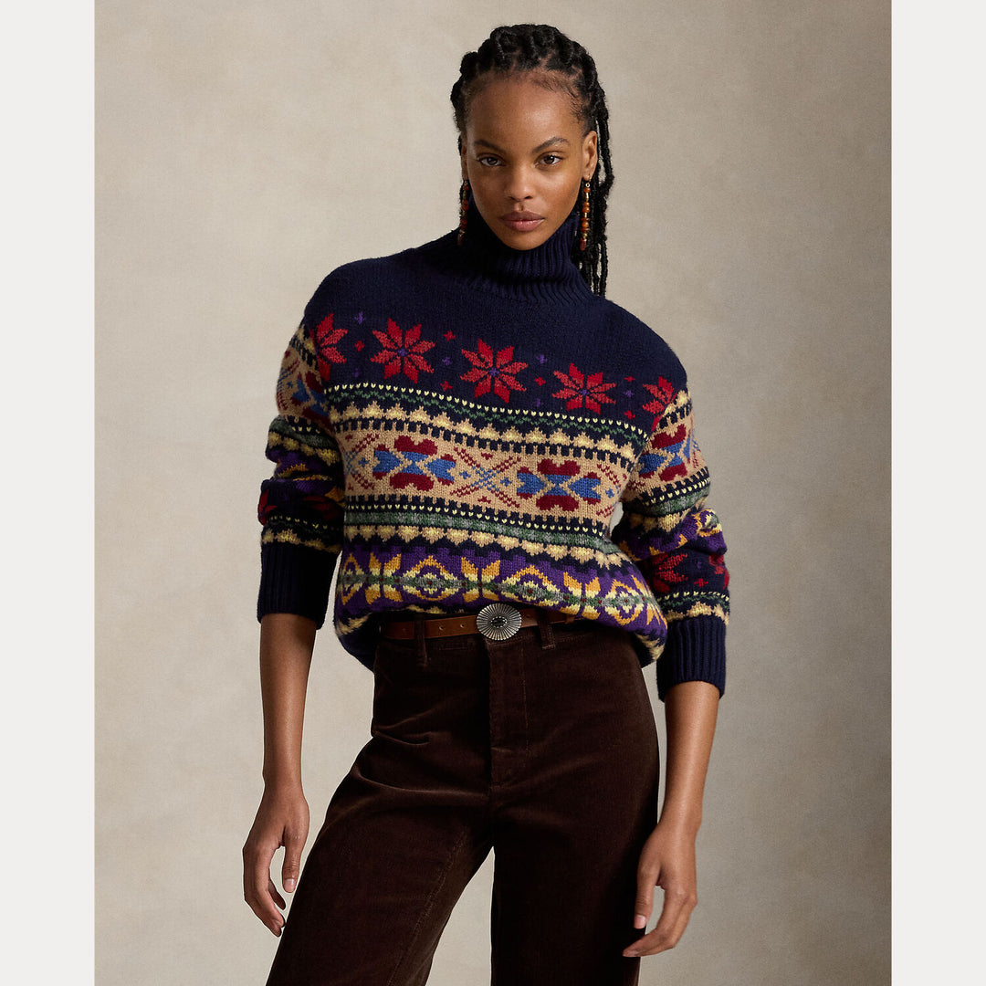 Polo Ralph Lauren Wol-Kasjmierblend Coltrui Geo-76% wol, 22% katoen, 2% kasjmier-DAMES TRUIEN & VESTEN-Blauw