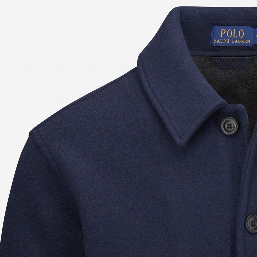 POLO Ralph Lauren Wolblend Utility Overshirt-74% wol, 24% polyamide, 2% andere fibres-HEREN SHIRTS-Blauw
