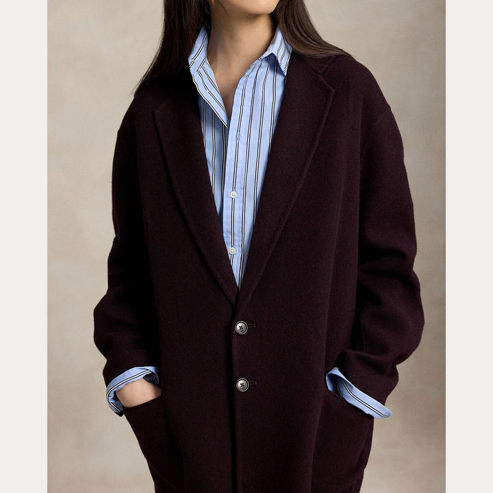 Polo Ralph Lauren Wollen Mantel – Paars-100% wol<br />-DAMES JASSEN & JACKS-Paars