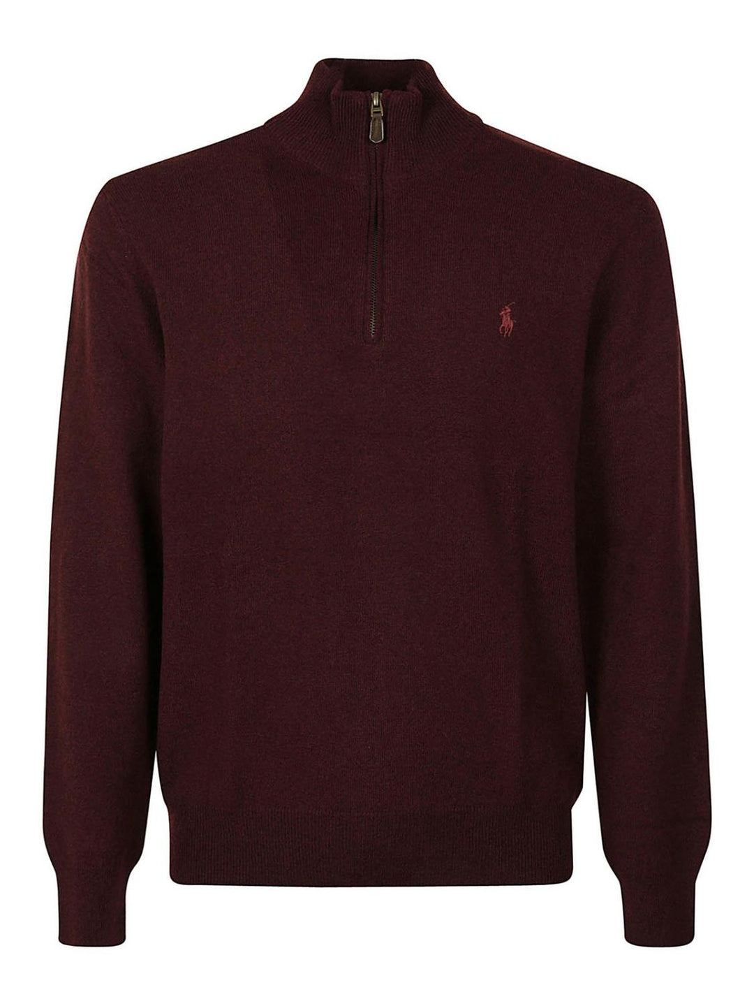 POLO Ralph Lauren Wollen Trui met Rits – Bordeaux-100% wol-HEREN TRUIEN & VESTEN-Bordeaux