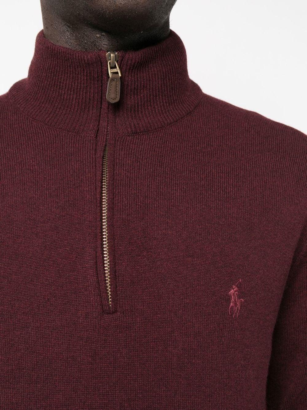 POLO Ralph Lauren Wollen Trui met Rits – Bordeaux-100% wol-HEREN TRUIEN & VESTEN-Bordeaux