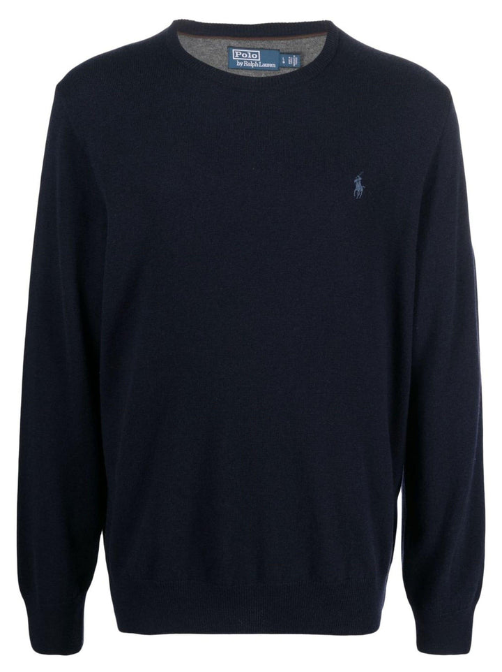 POLO Ralph Lauren wollen trui ronde hals-100% wol-HEREN TRUIEN & VESTEN-Blauw