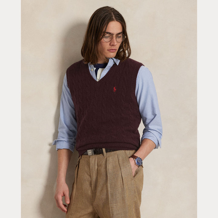 POLO Ralph Lauren Wool‑Cashmere Slipover-90% wol, 10% cashmere-HEREN TRUIEN & VESTEN-Rood