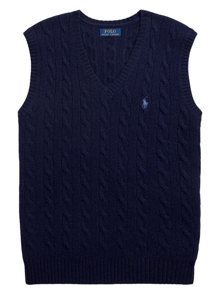 POLO Ralph Lauren Wool‑Cashmere Slipover-90% wol, 10% kasjmier-HEREN TRUIEN & VESTEN-Blauw