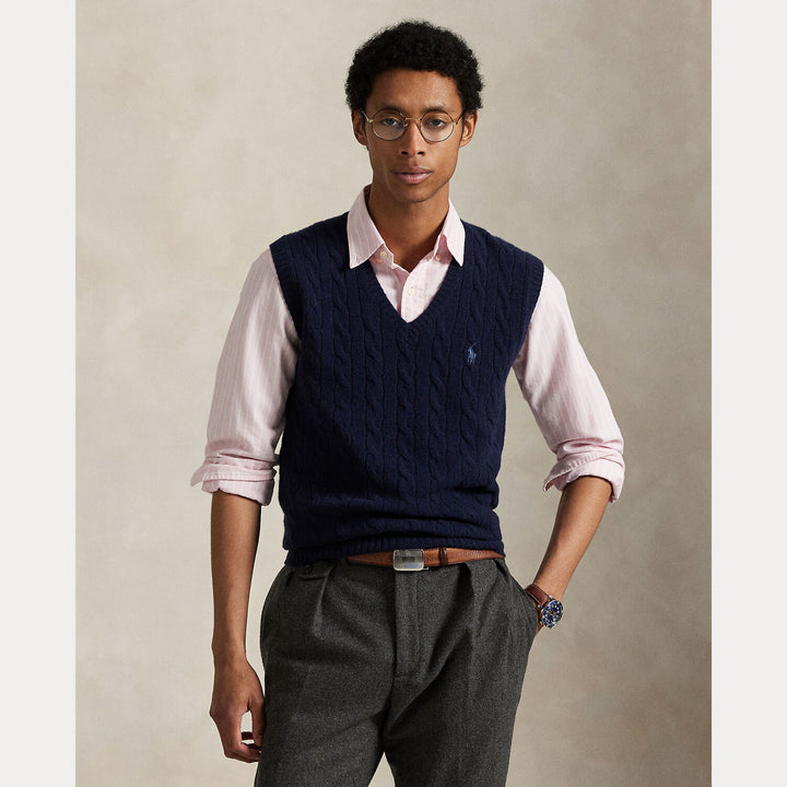POLO Ralph Lauren Wool‑Cashmere Slipover-90% wol, 10% kasjmier-HEREN TRUIEN & VESTEN-Blauw