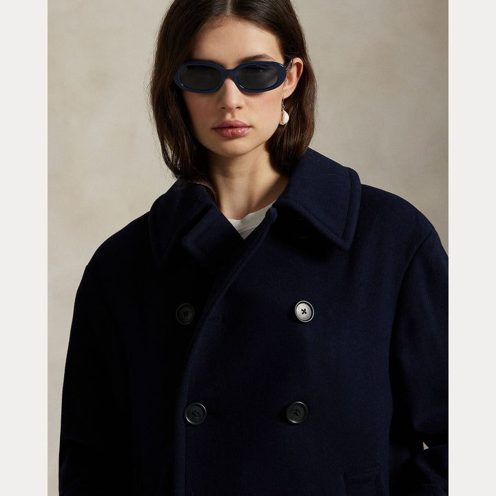 Polo Ralph Lauren Wool Melton Peacoat – Blauw-100% wol<br />Voering: 100% cupro-DAMES JASSEN & JACKS-Blauw