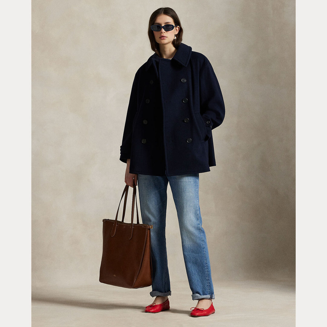 Polo Ralph Lauren Wool Melton Peacoat – Blauw-100% wol<br />Voering: 100% cupro-DAMES JASSEN & JACKS-Blauw
