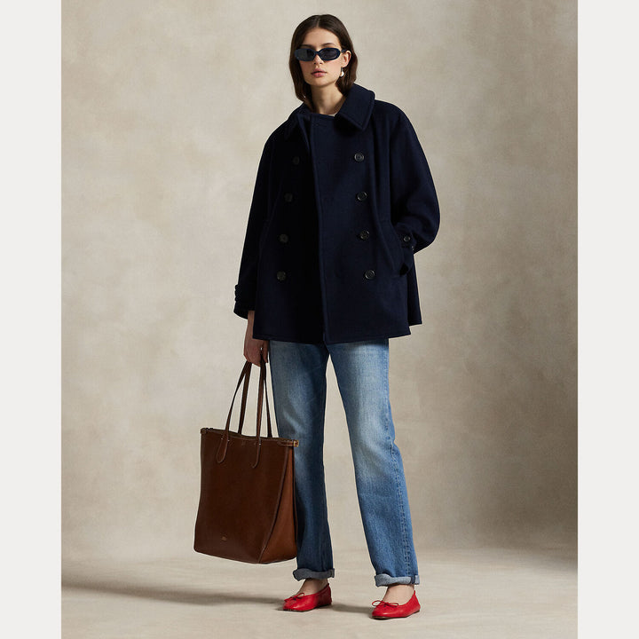 Polo Ralph Lauren Wool Melton Peacoat – Blauw-100% wol<br />Voering: 100% cupro-DAMES JASSEN & JACKS-Blauw