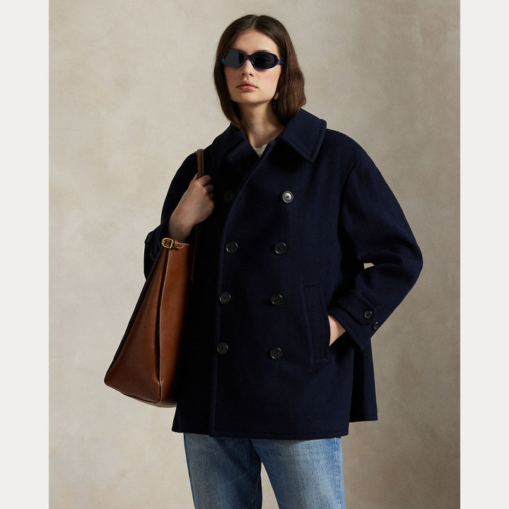 Polo Ralph Lauren Wool Melton Peacoat – Blauw-100% wol<br />Voering: 100% cupro-DAMES JASSEN & JACKS-Blauw