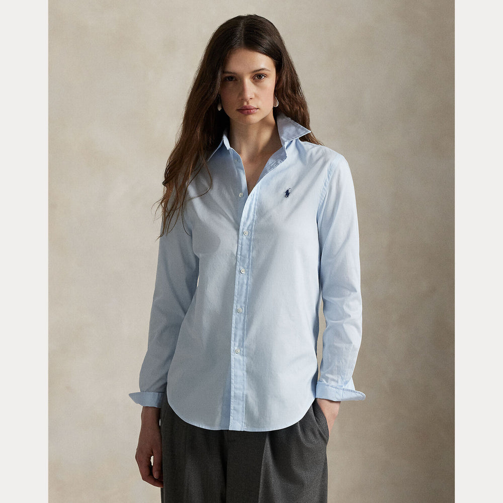 POLO Ralph Lauren Woven Sport Shirt – Blauw-100% katoen-DAMES TOPS & BLOUSES-Blauw